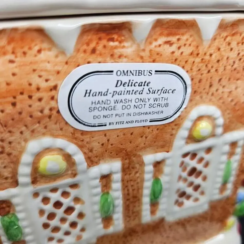 Fitz and Floyd Santa Claus Gingerbread House‎ Christmas Cookie Jar Vtg 1995 READ